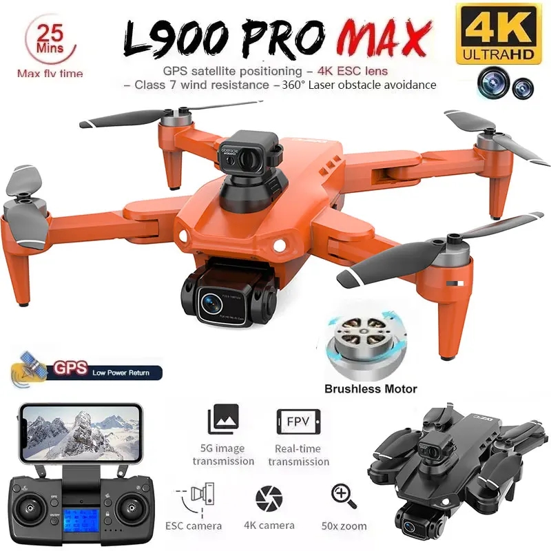 Fpv Brushless Rc Drone 4K - L900 Pro MAX GPS Дрон 4K