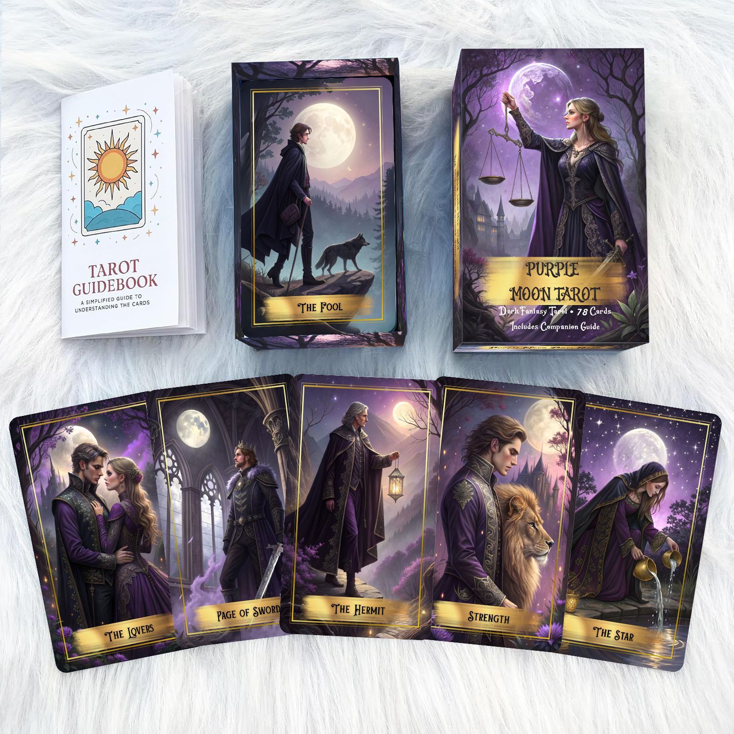 Колода карт Таро Purple Moon с – обзор и цена Tarot Cards Deck With Guidebook